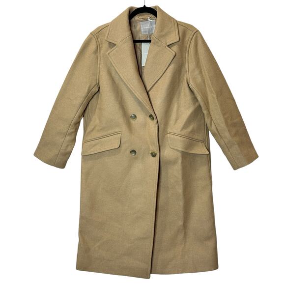 Everlane The Italian ReWool Overcoat Double-Breasted Tan Women 8 NWT - Picture 2 of 13